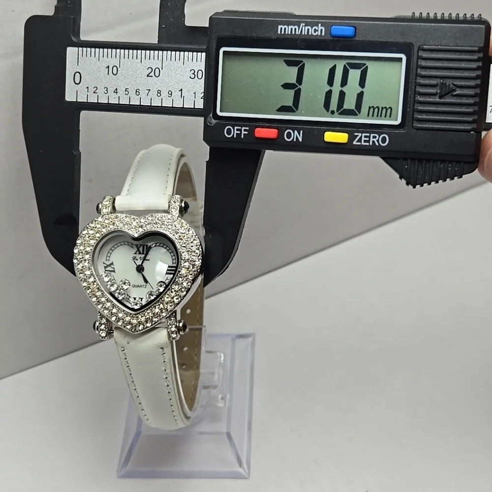 Womens Vintage Da Vanci Heart Watch White MOP Rhinestones Crystals New Battery
